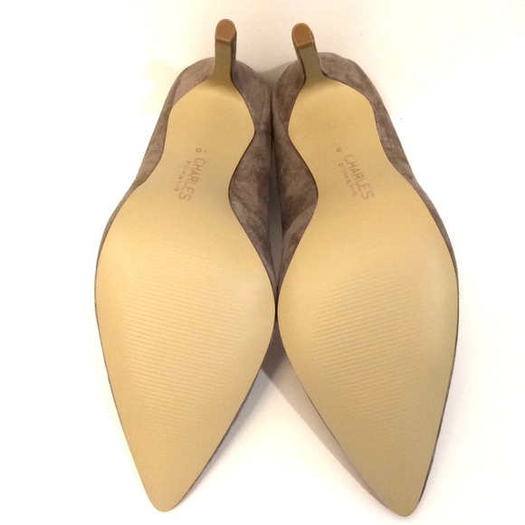 Charles David Suede Pointed-Toe Pump, Taupe Sz 10 - Picture 7 of 8